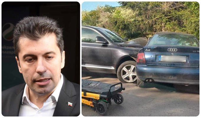 Автомобилът на НСО с Кирил Петков се удря край Аксаково