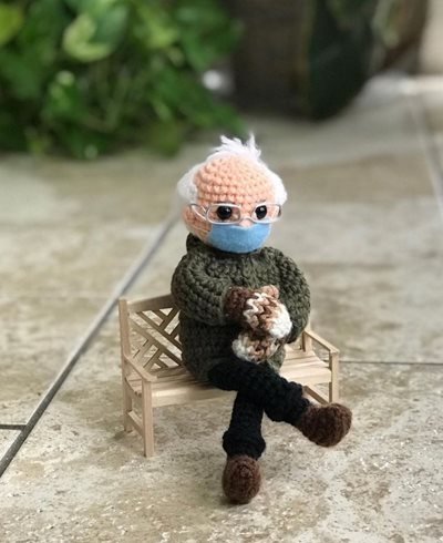 Bernie Sanders as a knitted toy