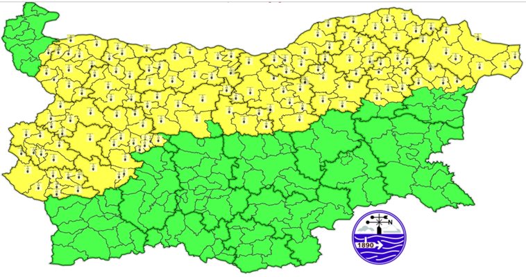 Жълт код за опасно ниски температури в 17 области на страната
Снимка; НИХМ