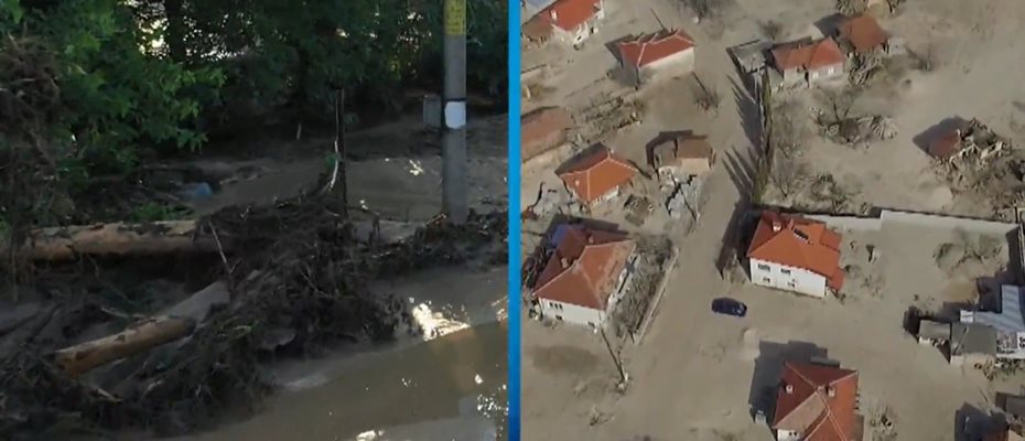 Kадри от дрон - Каравелово половин година след наводненията Кадър: БНТ