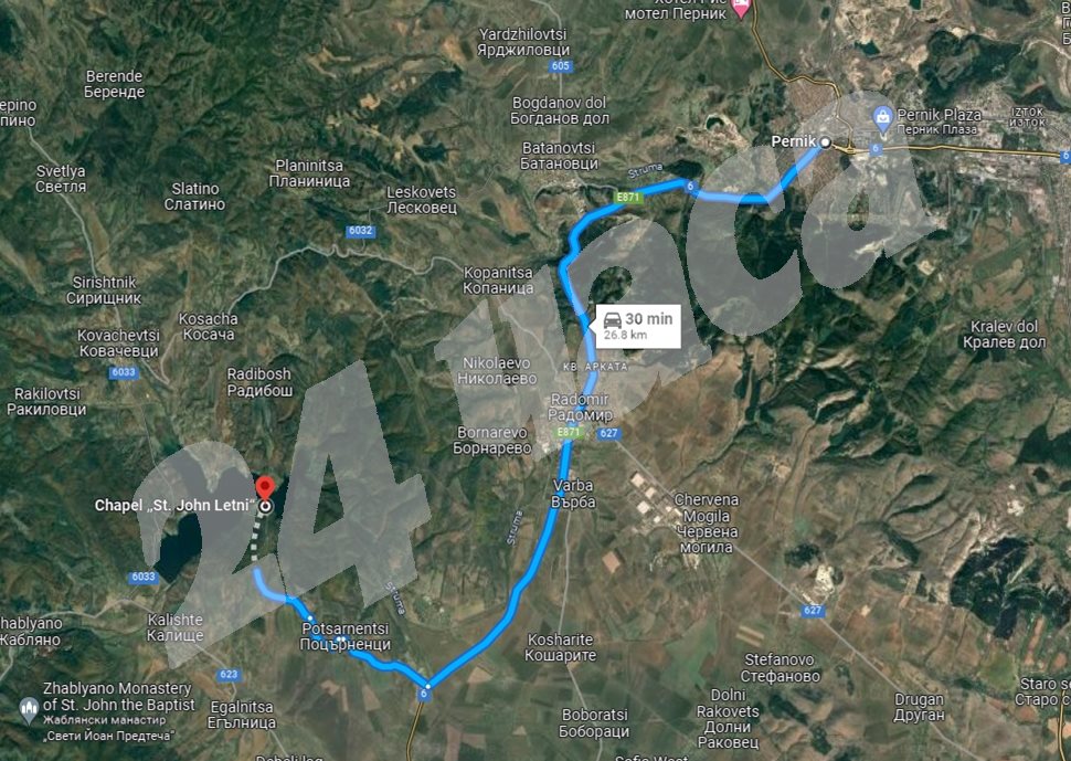 Параклис “Св. Йоан Летни” се намира на 27 км от Перник