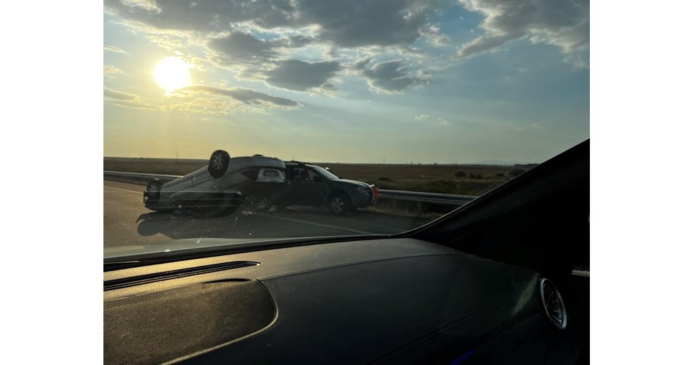 A car overturned on the Trakia highway