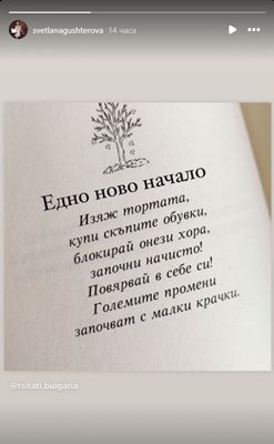 Скрийншот на каченото от Гущерова стори в профила й в инстаграм.