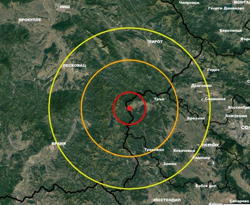 Земетресение край Трън
снимка: Национален Институт по Геофизика, Геодезия и География - БАН