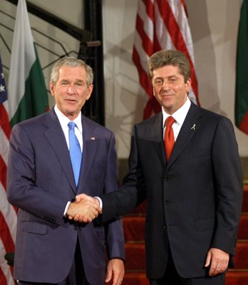 Като президент Георги Първанов е имал няколко срещи с Джордж Буш. На снимката са по време на официалното посещение на американския държавен глава у нас през 2007 г.