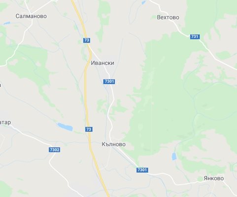 Авария в района на село Янково. Карта: Гугъл мапс