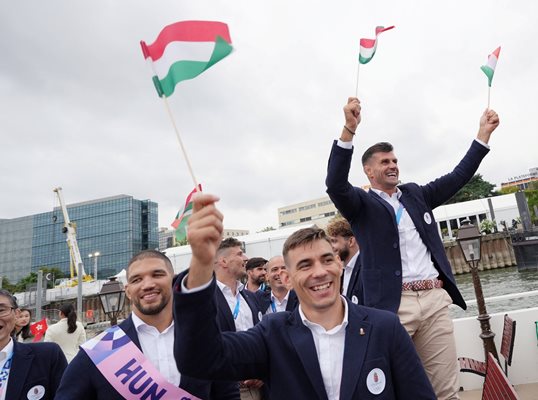 Members of the Hungarian delegation attend the opening ceremony of the 2024 Paris Olympics. Photo: Reuters