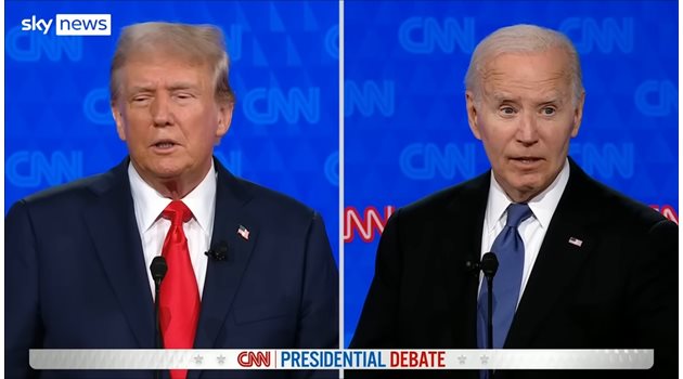 Дебатът между Тръмп и Байдън. Кадър: Sky News