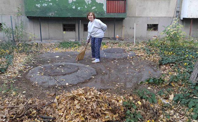 Пенка Хаджиева сама изчисти пред целия блок на бул. "Копривщица".