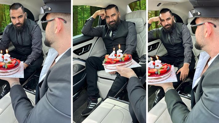 (СНИМКИ) Азис празнува рожден ден в колата