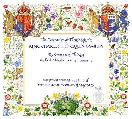 Официалната покана за коронацията на 6 май.