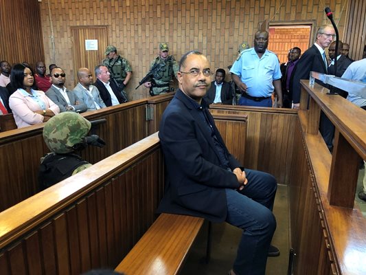 Бившият финансов министър на Мозамбик Мануел Чанг по време на изслушване по искане за екстрадиция в съд в Йоханесбург през януари.