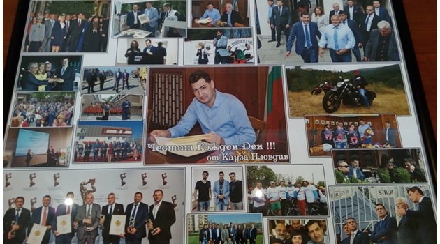 Колаж с фотоси от работни моменти на кмета бе другият подарък от "Кауза Пловдив".