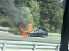 Кола се запали на магистрала "Струма" след катастрофа (Обновена)