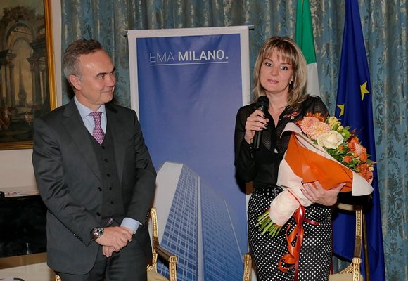 Италианският посланик Стефано Балди и Дария Карапеткова на церемонията в петък вечерта.