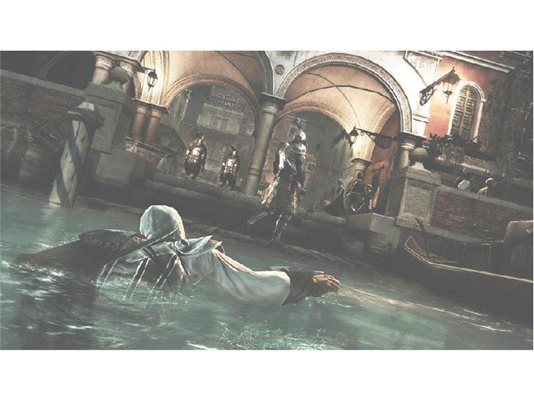 Във втората част на играта Ецио вече плува, а каналите дават достъп до враговете.