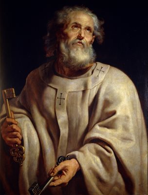 Апостол Петър като римски папа. Маслен портрет от Рубенс, 1610-1612 г.