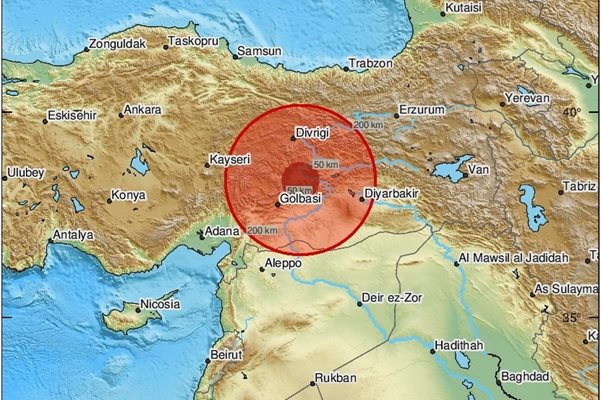 Нова серия земетресения са усетени в Турция
Снимка: Европейския средиземноморски сеизмологичен център (EMSC)