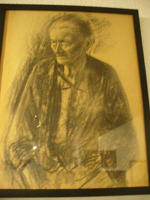 Портрет на Лала Баракова, рисуван от сина й.