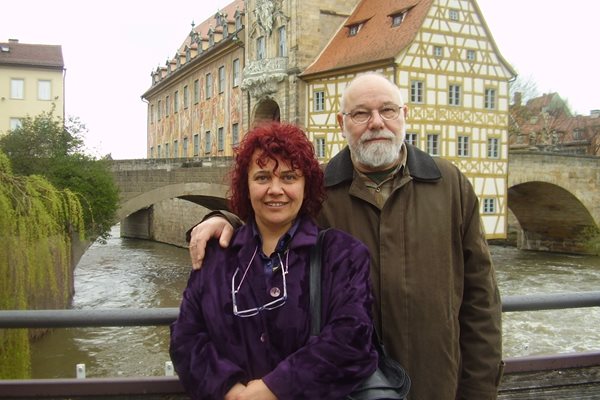 Владо Зарев със съпругата си - поетесата Мирела Иванова, в Бамберг, Бавария