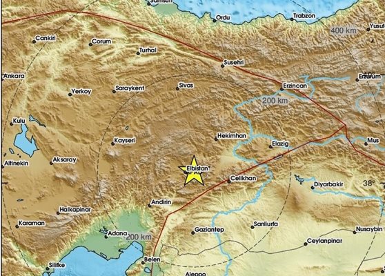 Силно земетресение разтърси централна Турция в понеделник СНИМКА: EMSC