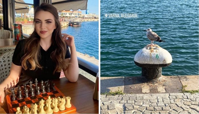 Нургюл Салимова играе шах, докато е на морска почивка във Варна