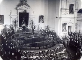 Заседание на Народното събрание с цар Борис III и министрите на Никола Мушанов през 1932 г.