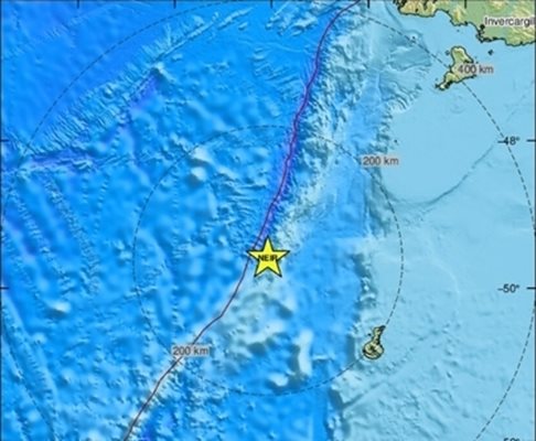 Земетресение с магнитуд 6,2 удари островите Оклънд
Снимка: Европейско-средиземноморски сеизмологичен център