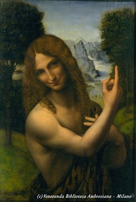 Джан Джакомо позира гол за портрета на св. Йоан Предтеча.
