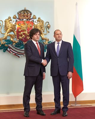 Румен Радев и председателят на парламента на Грузия Иракли Кобахидзе СНИМКИ: прессекретариатът на президентството
