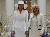 Първите дами Тръмп и Макрон, целите в бяло, в Националната художествена галерия във Вашингтон (Снимки)