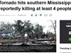 Четирима души са загинали при торнадо в американския щат Мисисипи