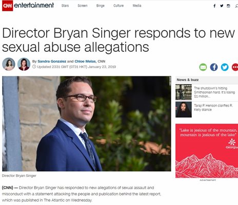 Брайън Сингър, режисьорът на номинирания за награда "Оскар" филм "Бохемска рапсодия", е обвинен в сексуално насилие над малолетни. Факсимиле: CNN