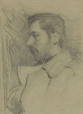 Константин Щъркелов, „Портрет на Григор Василев“, 1913 г., молив, хартия, 25х18,3 см