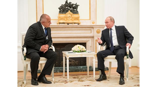 Бойко Борисов и Владимир Путин по време на срещата в Москва СНИМКА: РОЙТЕРС