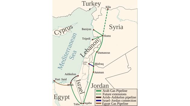 Тази карта показва откъде може да минава газопроводът от Израел и Египет към Турция и оттам към Европа.