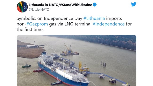 Lithuania declares independence from Russian gas