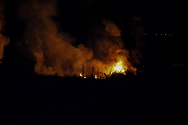 Пламъци се издигат близо до Кавала, Гърция, където катастрофира товарният самолет “Антонов Ан-12”, собственост на украинска компания.