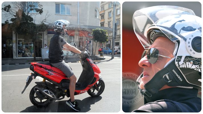 (Папарашки снимки) Иван Бърнев бръмчи със скутер в задръстванията