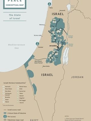 Карта на Палестина според плана на Тръмп