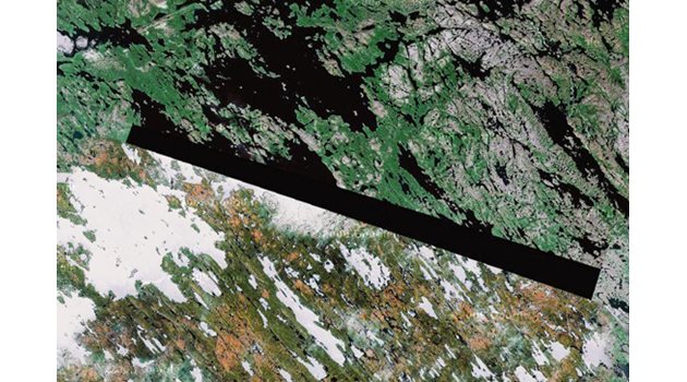 СКРИТО: Дебела черна линия на картата на територията на инуитите в Северна Канада.