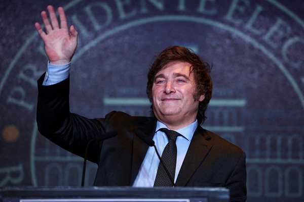 Новоизбраният президент на Аржентина Хавиер Милей 
СНИМКА: РОЙТЕРС