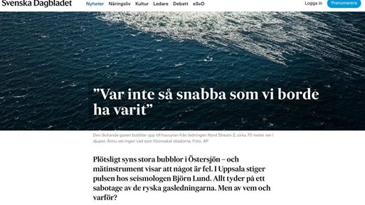 Шведската брегова охрана откри четвърто изтичане на газ от "Северен поток"