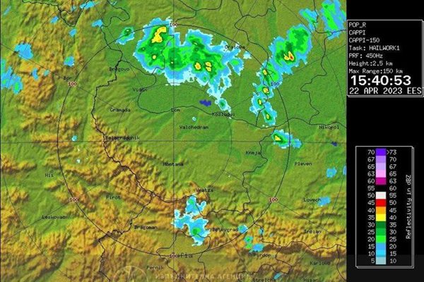 Гръмотевична буря приближава крайните северозападни райони от страната. Графика Фейсбук/Meteobalkans.