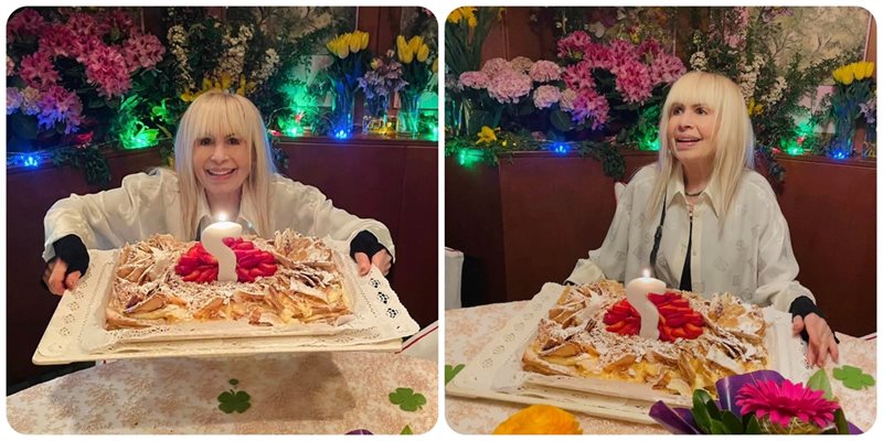 (СНИМКИ) Лили Иванова полива рождения ден с вино, слага въпросителна на тортата