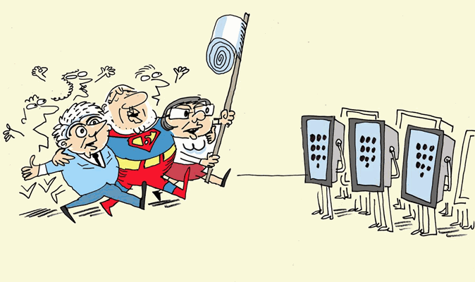 Хартия срещу машини - свърши ли битката - виж оживялата карикатура на Ивайло Нинов