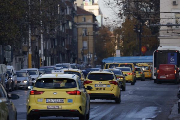 Таксиметрови шофьори излязоха на протест в София Снимка: Георги Палейков