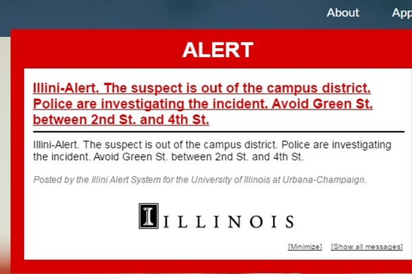 Съобщението на сайта на университета в Илинойс