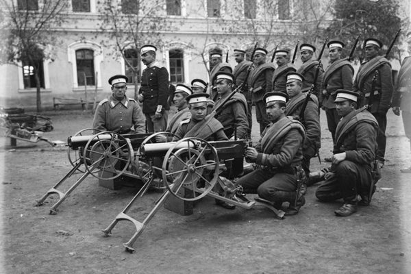 Отряд картечари на българската пехота, 1908 г.