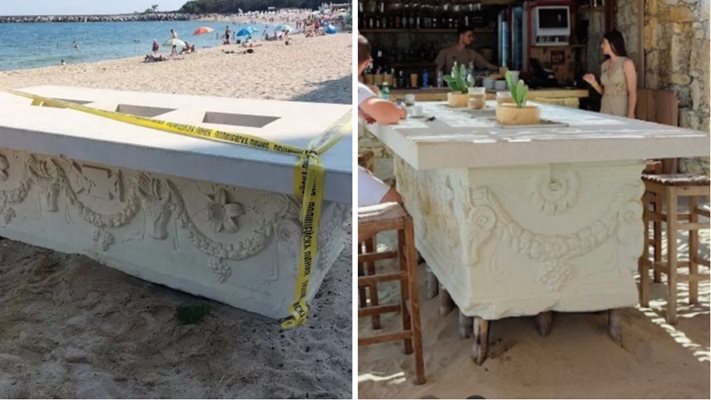 Римският саркофаг 4 години e бил маса в бар на плажа